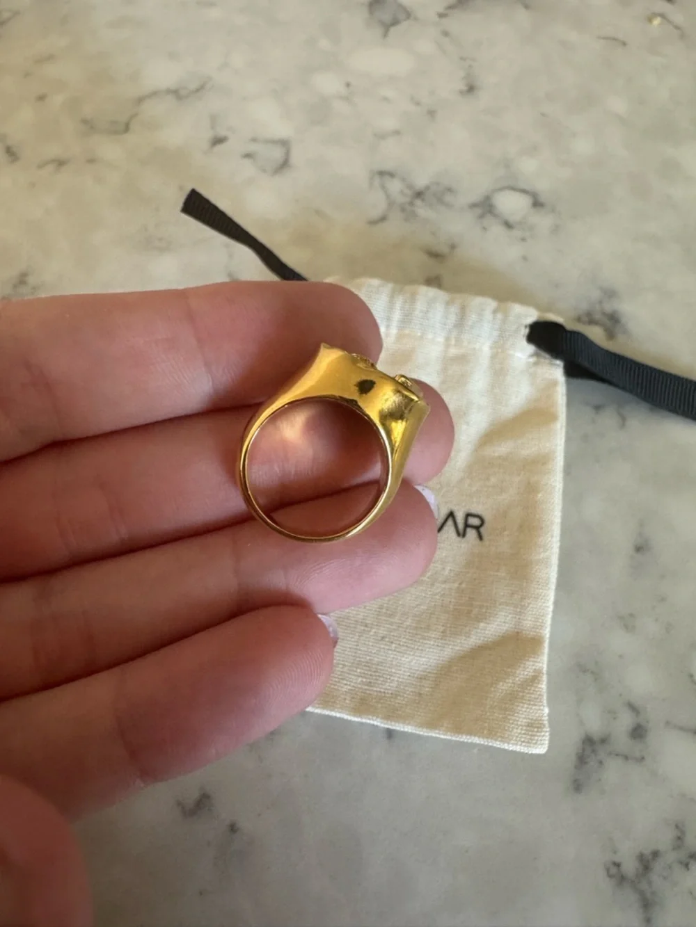 Mayamar Gold-Tone Textured Moon and Star Ring size 5 - Picture 3 of 3